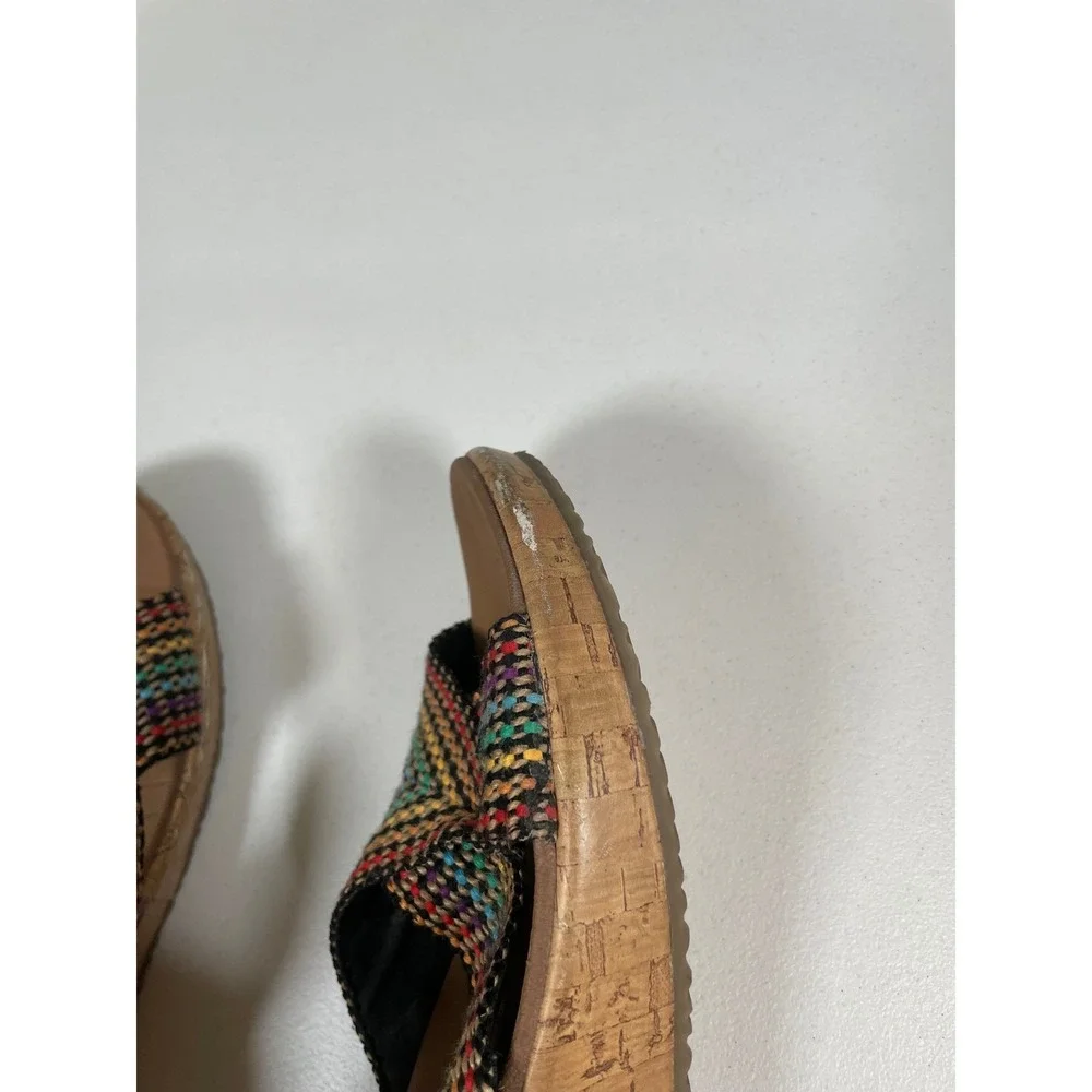 Skechers Wedge Sandals Women's Size 8 Multi Color Woven Luxe Foam Cork Heel Boho